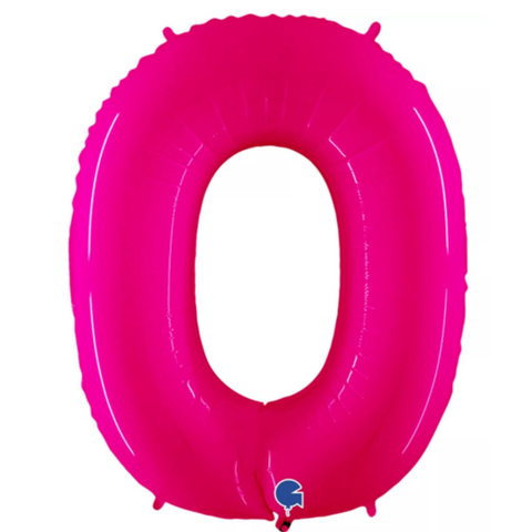 Grabo Shiny Pink Number 0 Fluo Balloon (40")