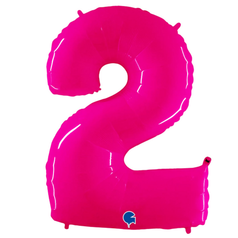Grabo Shiny Pink Number 2 Fluo Balloon (40")