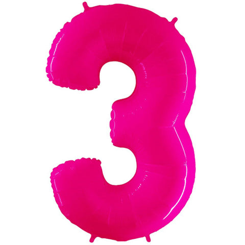 Grabo Shiny Pink Number 3 Fluo Balloon (40")