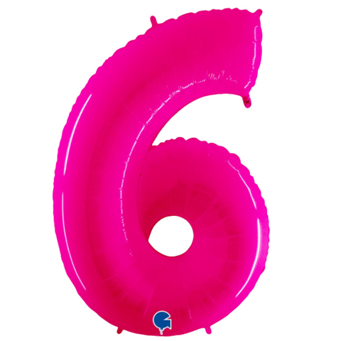 Grabo Shiny Pink Number 6 Fluo Balloon (40")
