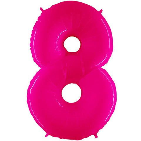 Grabo Shiny Pink Number 8 Fluo Balloon (40")