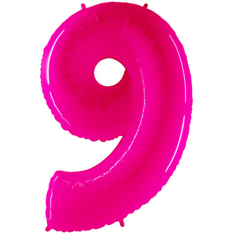 Grabo Shiny Pink Number 9 Fluo Balloon (40")