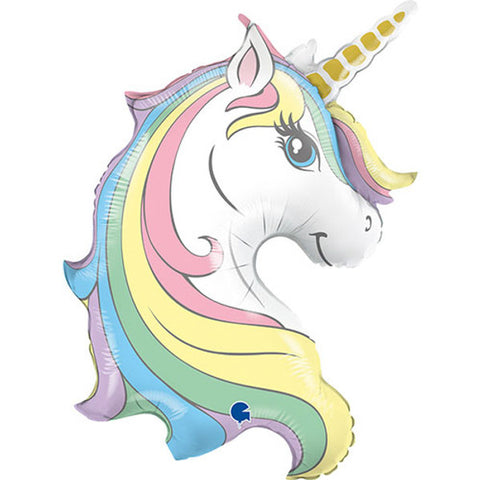 Macaron Unicorn Head Foil Balloon (32")