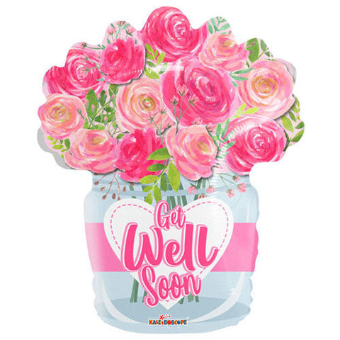 Get Well Soon Flowers Foil Balloon (18")
