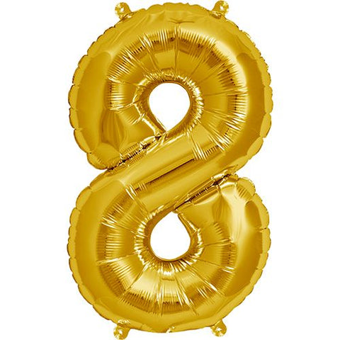 North Star Gold Number 8 Foil Balloon (16")