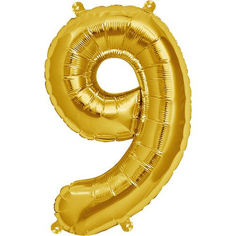 North Star Gold Number 9 Foil Balloon (16")