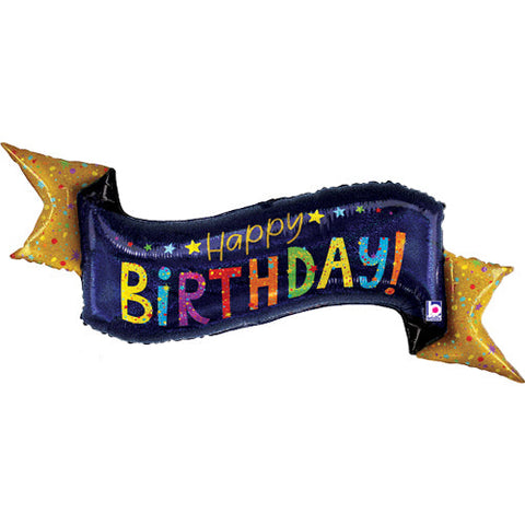Navy Birthday Banner Glittergraphic Foil Balloon (51")