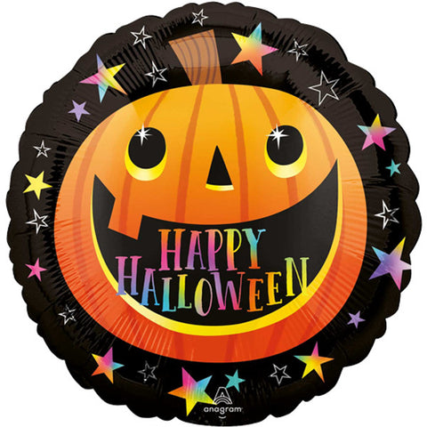 Pumpkin Smile Happy Halloween Round Foil Balloon (18")