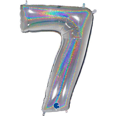 Grabo Holographic Silver Number 7 Foil Balloon (40")