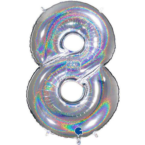 Grabo Holographic Silver Number 8 Foil Balloon (40")