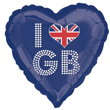I Love Heart GB Blue Foil Heart (18")