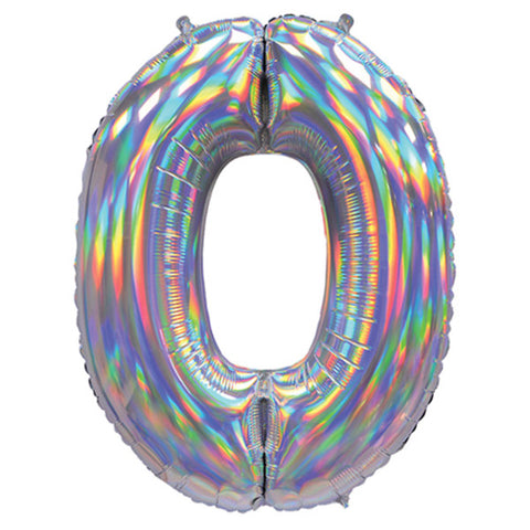 Sensations Iridescent Silver Number 0 Foil Balloon (30")