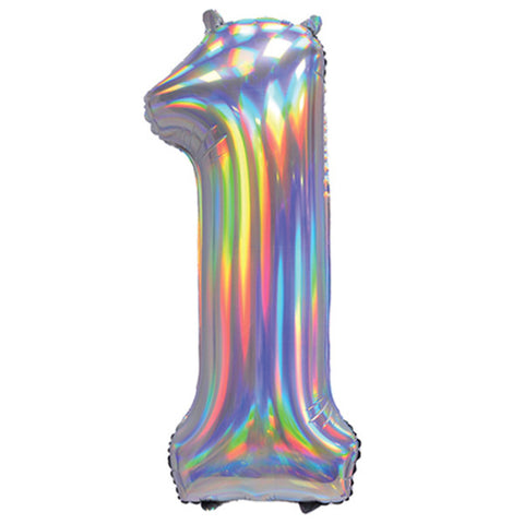 Sensations Iridescent Silver Number 1 Foil Balloon (30")