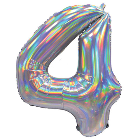 Sensations Iridescent Silver Number 4 Foil Balloon (30")