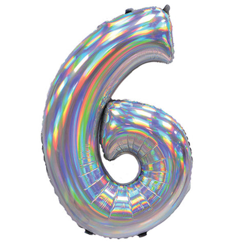 Sensations Iridescent Silver Number 6 Foil Balloon (30")