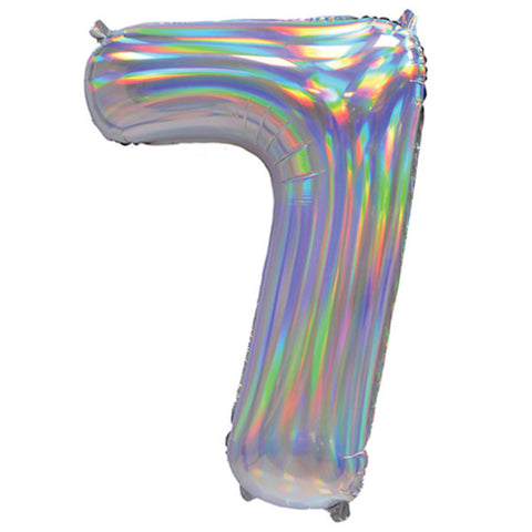 Sensations Iridescent Silver Number 7 Foil Balloon (30")