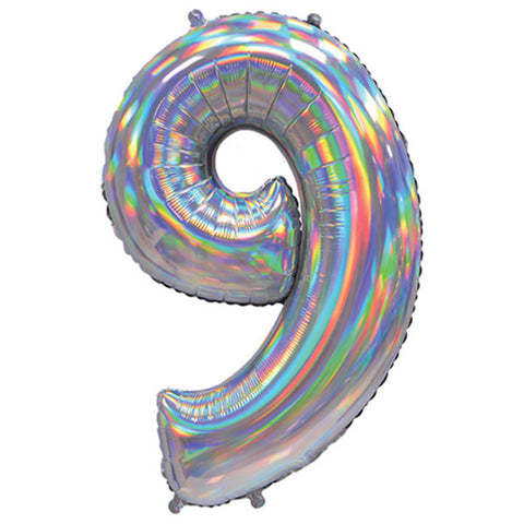 Sensations Iridescent Silver Number 9 Foil Balloon (30")