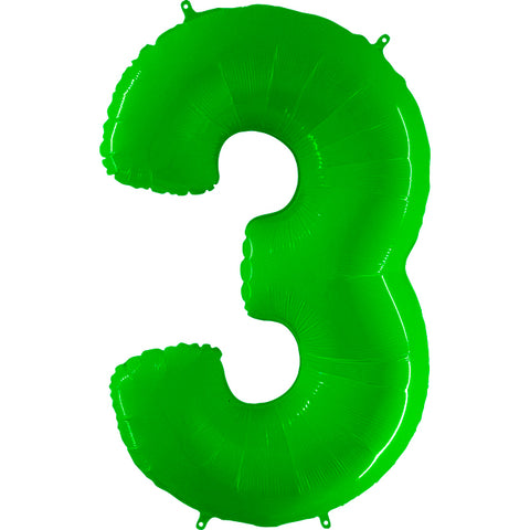 Grabo Shiny Lime Number 3 Fluo Balloon (40")