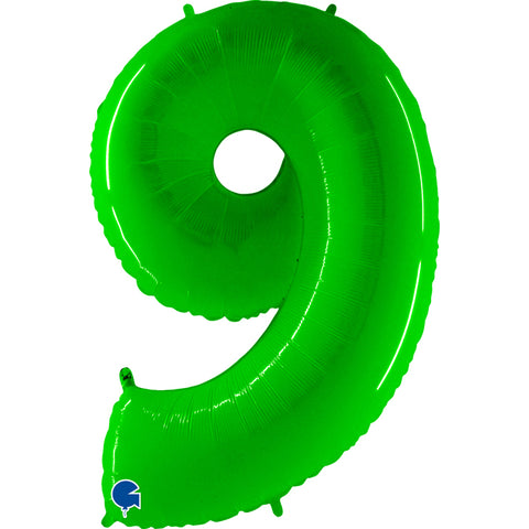 Grabo Shiny Lime Number 9 Fluo Balloon (40")