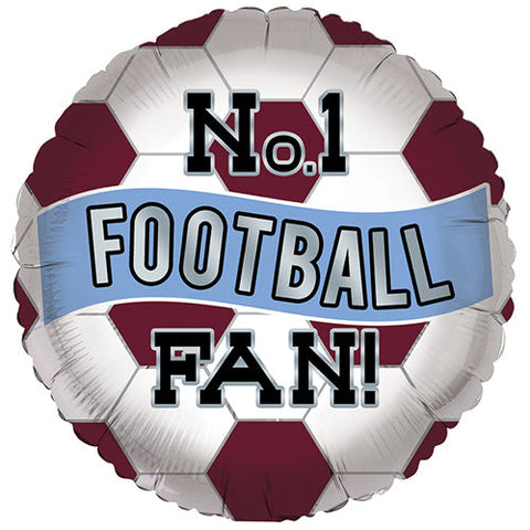 No.1 Fan Claret & Blue Football Fan Foil Balloon (18")