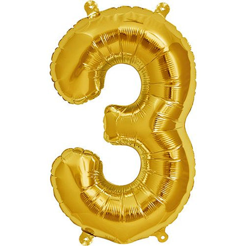 North Star Gold Number 3 Foil Balloon (16")