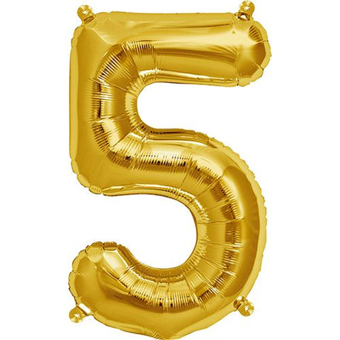 North Star Gold Number 5 Foil Balloon (16")