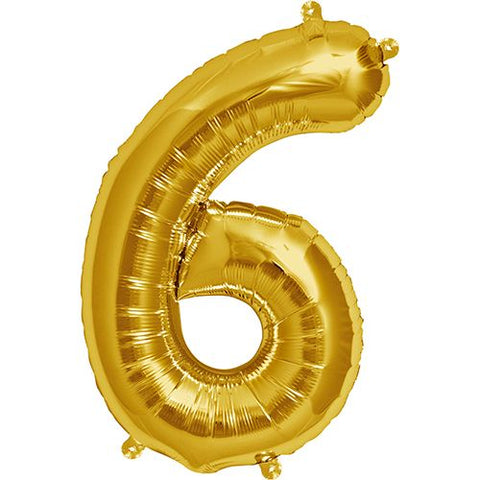 North Star Gold Number 6 Foil Balloon (16")