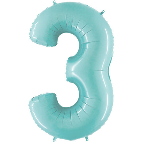 Grabo Pale Blue Number 3 Foil Balloon (40")