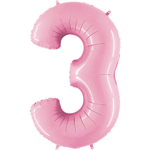 Grabo Pastel Pink Number 3 Foil Balloon (40")