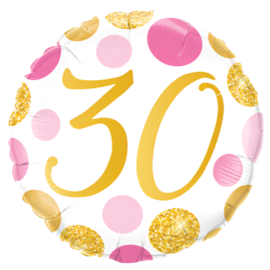 Pink and Gold Spot Foil Balloon - Age 30 (18")