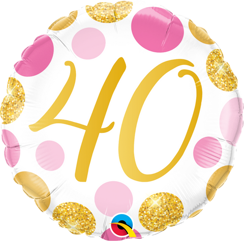 Pink & Gold Spot Foil Balloon - Age 40 (18")