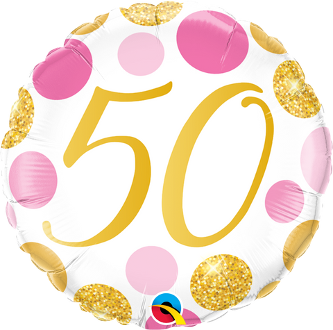Pink & Gold Spot Foil Balloon - Age 50 (18")