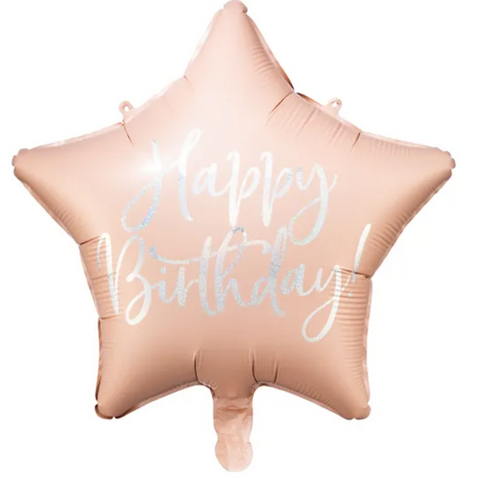 Powder Pink Happy Birthday Star Foil Balloon (15.5")