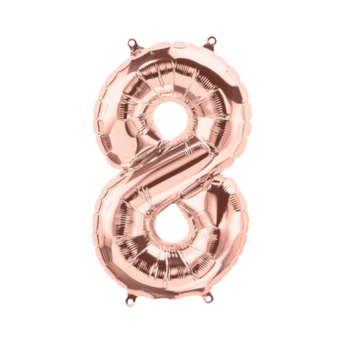 North Star Rose Gold Number 8 Foil Balloon (16")