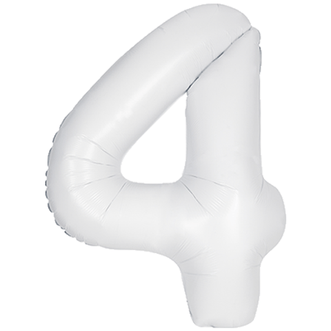 Unique Matte White Number 4 Foil Balloon (34")