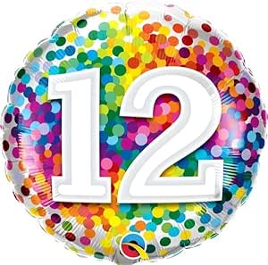 Rainbow Confetti Foil Balloon - Age 12 (18")