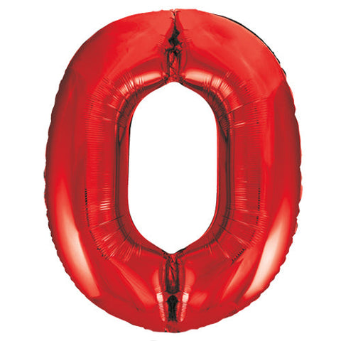 Unique Red Number 0 Foil Balloon (34")