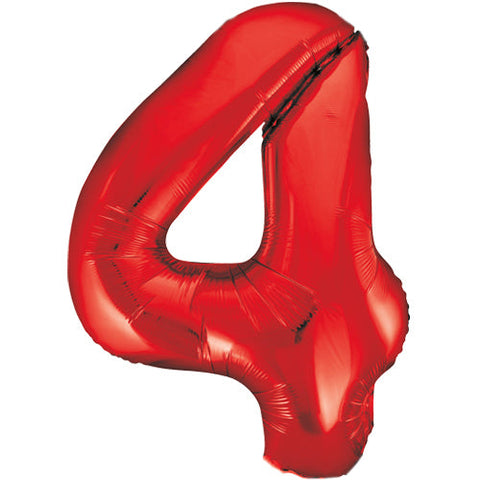 Unique Red Number 4 Foil Balloon (34")