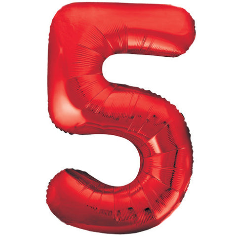 Unique Red Number 5 Foil Balloon (34")