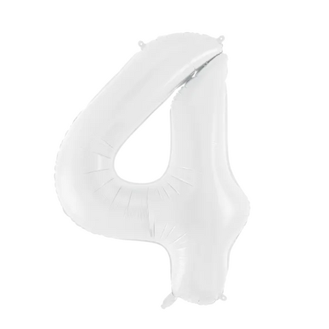 PartyDeco White Number 4 Foil Balloon (34")