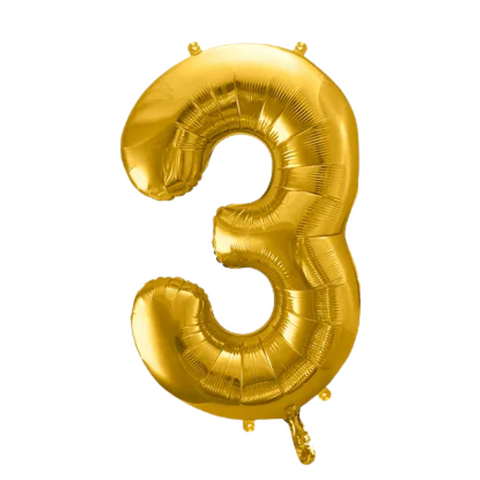 PartyDeco Gold Number 3 Foil Balloon (28")