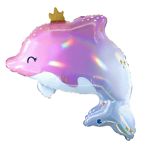 Iridescent Pink & Blue Dolphin Foil Balloon (27")