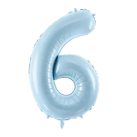 PartyDeco Light Blue Number 6 Foil Balloon (28")