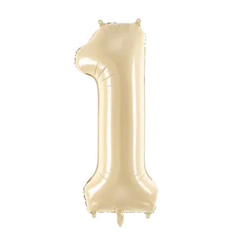 PartyDeco Beige Number 1 Foil Balloon (28")