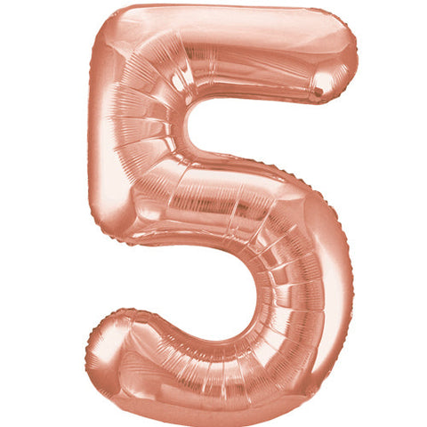 Unique Rose Gold Number 5 Foil Balloon (34")
