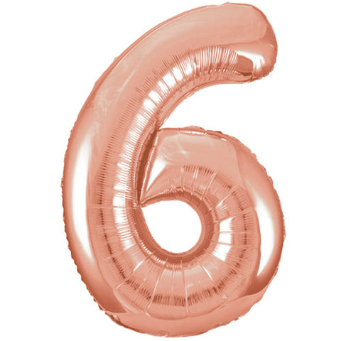 Unique Rose Gold Number 6 Foil Balloon (34")