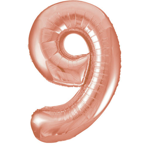 Unique Rose Gold Number 9 Foil Balloon (34")