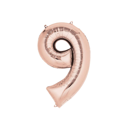 North Star Rose Gold Number 9 Foil Balloon (16")