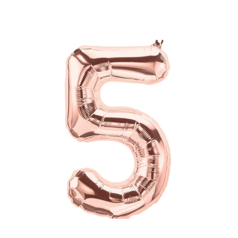 North Star Rose Gold Number 5 Foil Balloon (16")