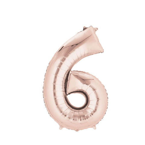 North Star Rose Gold Number 6 Foil Balloon (16")